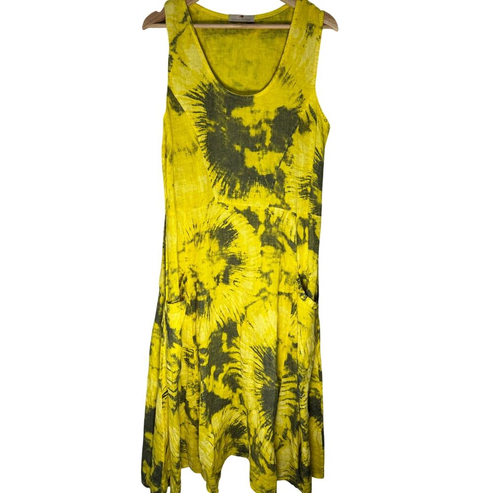 Lands Downunder Linen Tie Dye Festival Summer Dress Large